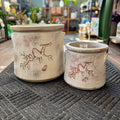 10" Birds On Branch Rustic White Crock Planter