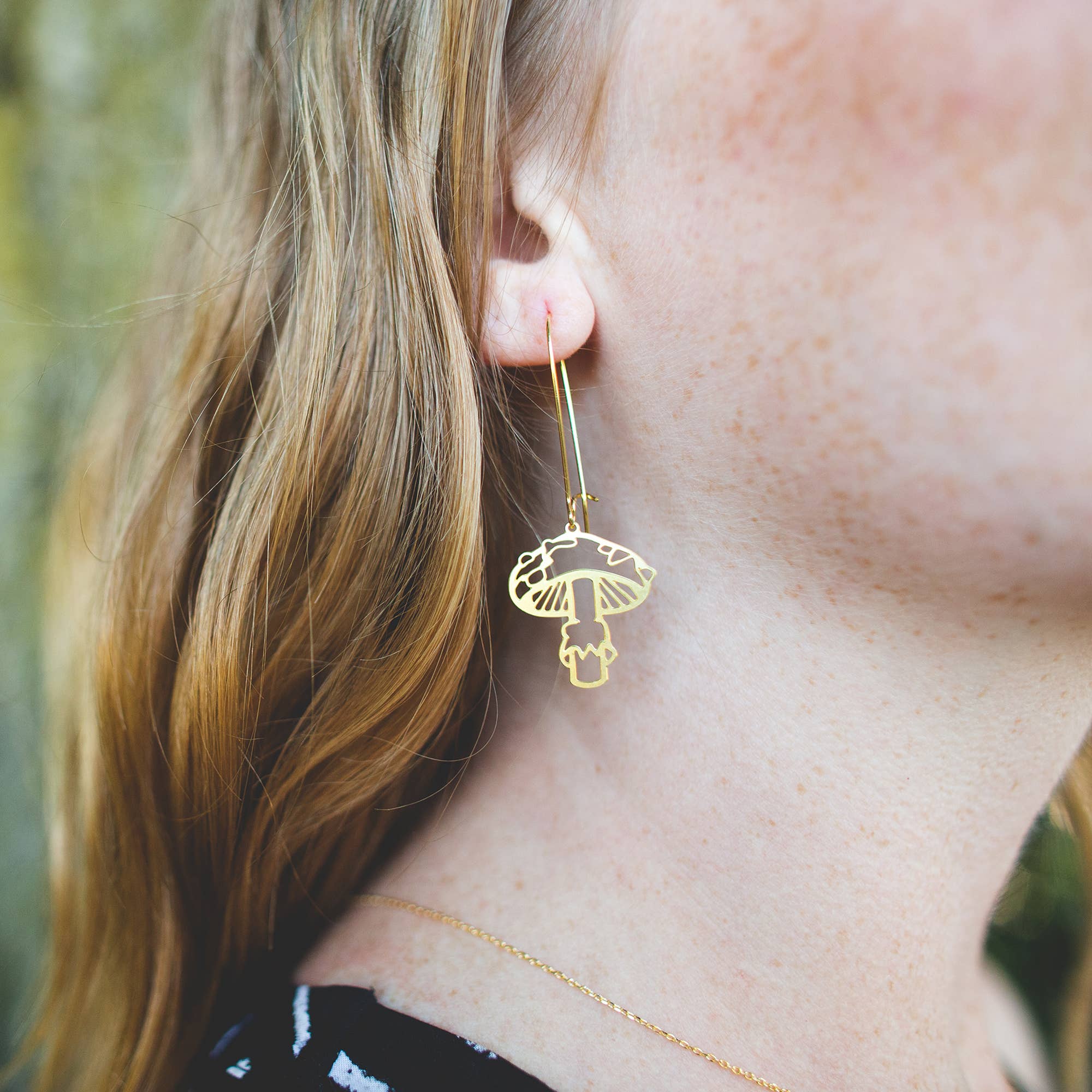 Mushroom Earrings: Gold, Short Ear Wires