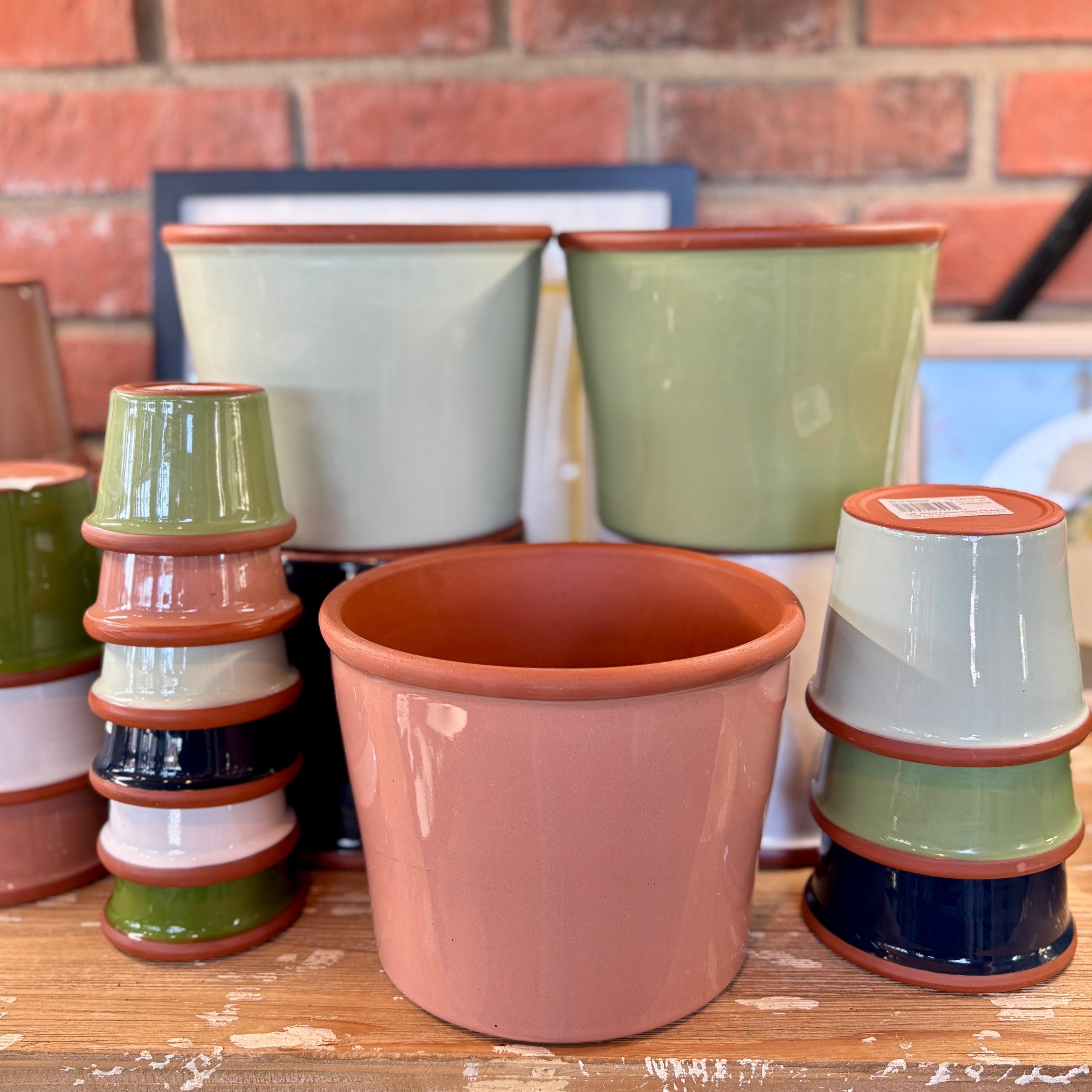 7.7" Rose Cylinder Glazed Terracotta Pot