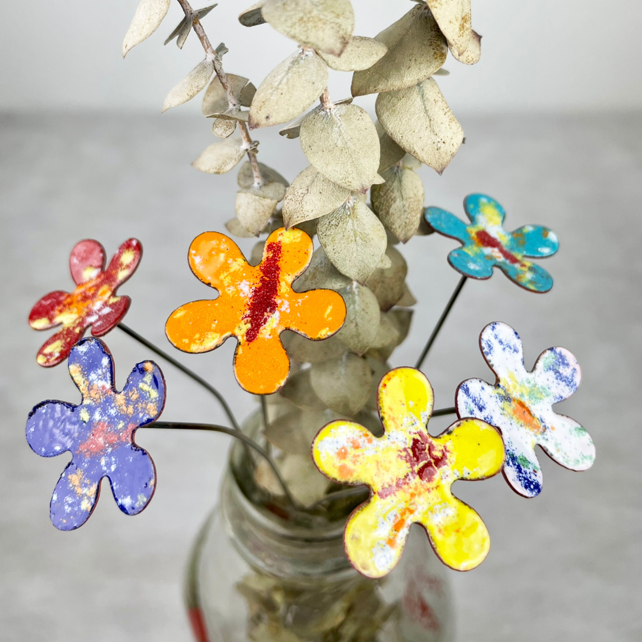 Small Enamel Copper Flowers