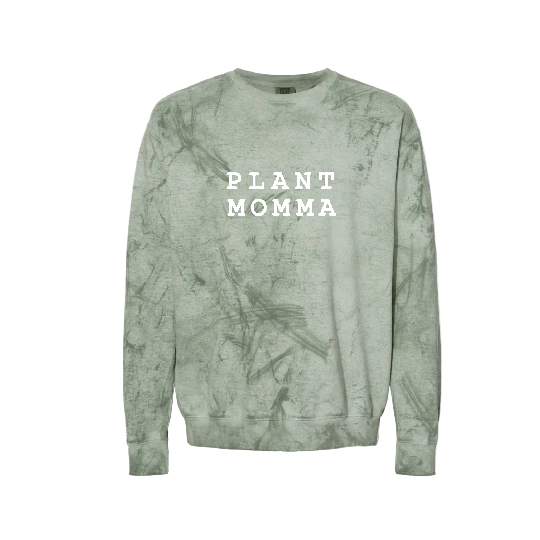 Plantpeople Plant Momma Sweatshirt: Distressed Green, White, Medium