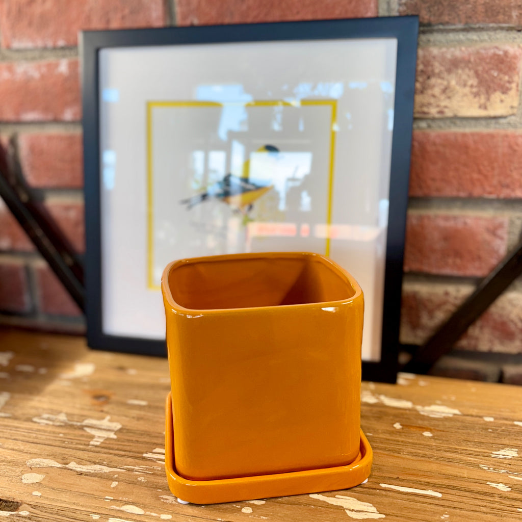 5" Orange Svek Pot & Saucer