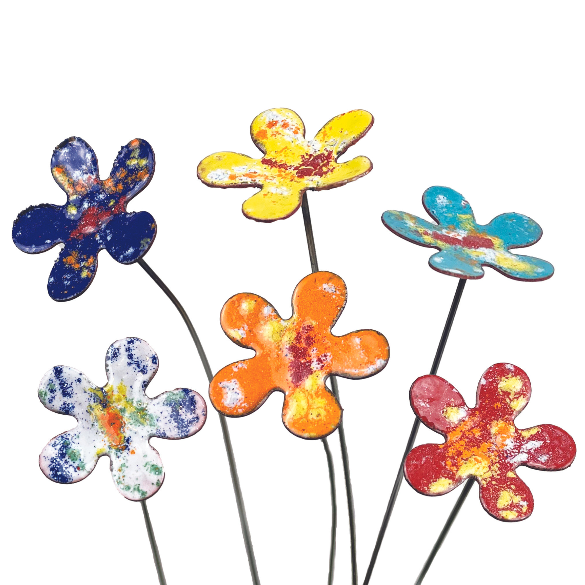 Small Enamel Copper Flowers