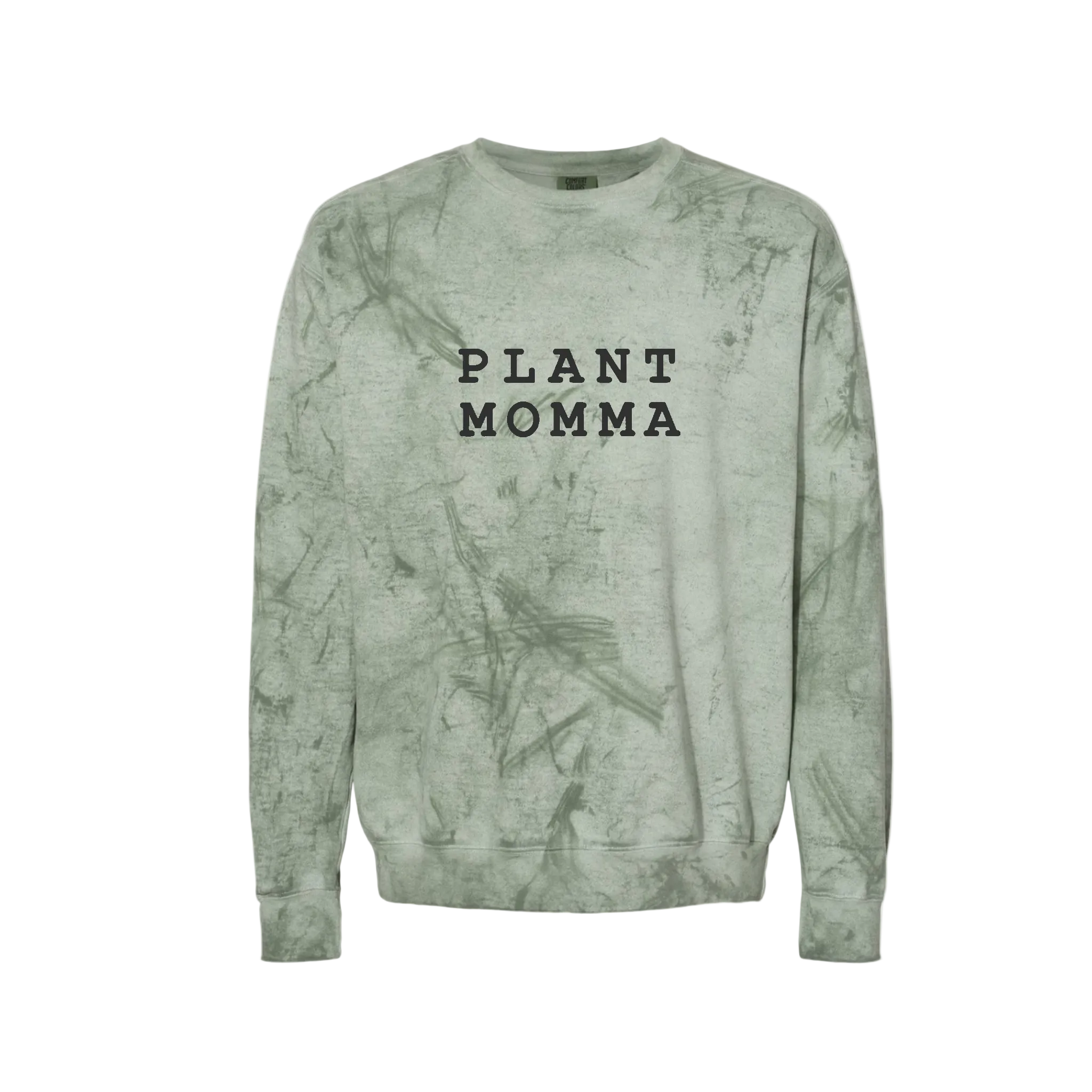 Plantpeople Plant Momma Sweatshirt: Distressed Green, White, Medium