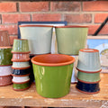 7.7" Apple Green Cylinder Glazed Terracotta Pot