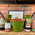 9.3" Apple Green Cylinder Glazed Terracotta Pot