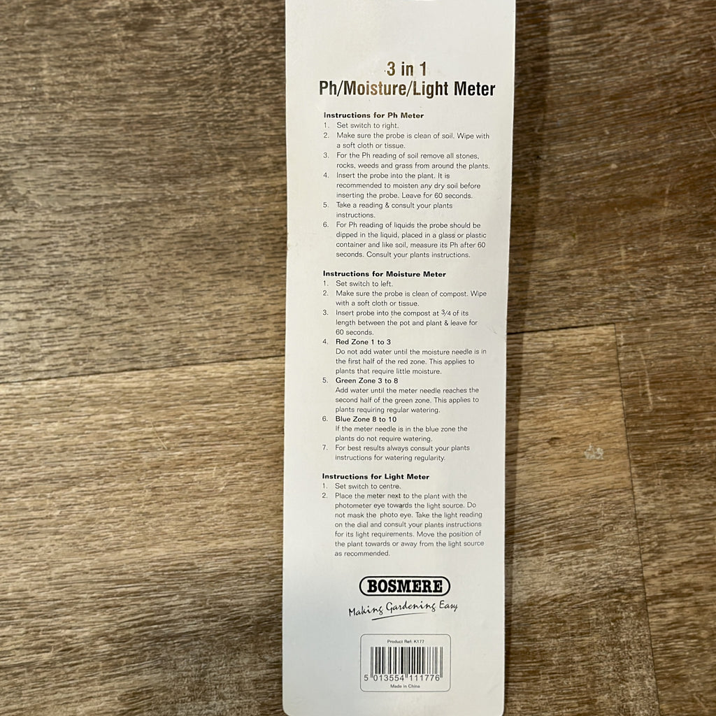 Bosmere Ph/Moisture/Light Meter