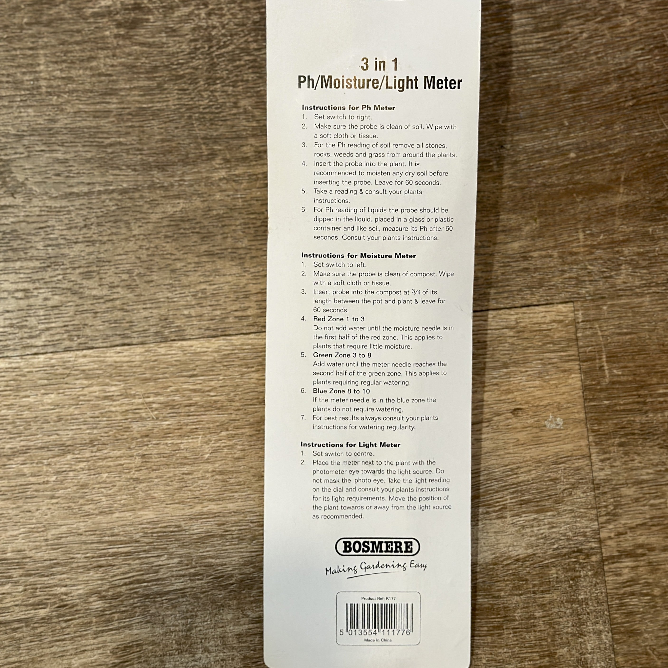 Bosmere Ph/Moisture/Light Meter