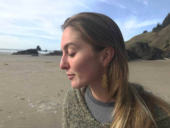 Art Deco Triangles Stacked Earrings: Silver, Short Ear Wires