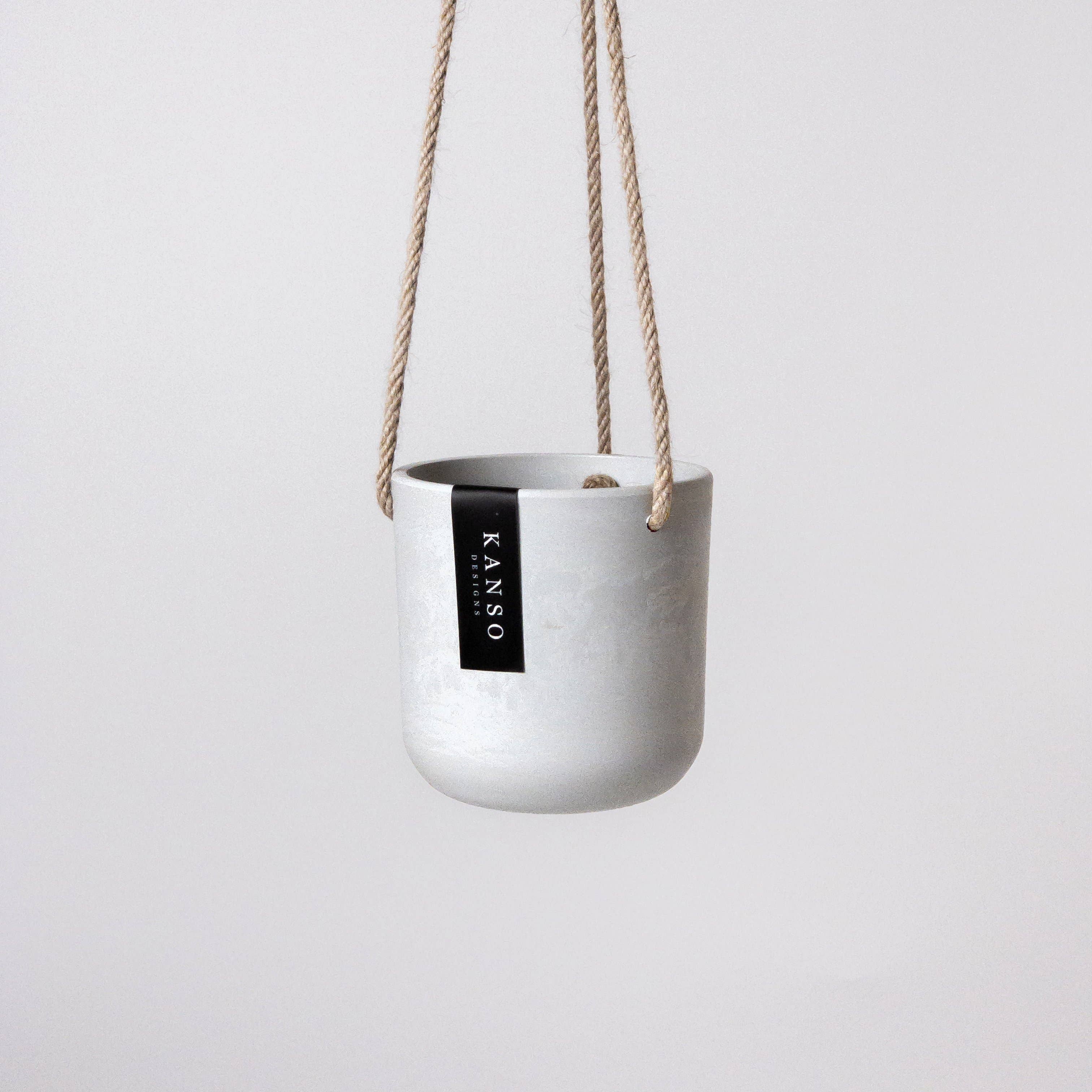 4" Signature Stone Hanging Planter Pot: White Stone