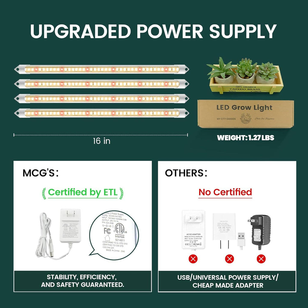 Easy Grow, 1.5Ft Grow Light Bars, 4000K, 4 Lights/Package