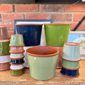 7.7" Sage Cylinder Glazed Terracotta Pot