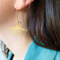 Ginkgo Biloba Leaf Earrings: Gold, Long Ear Wires