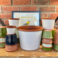 9.3" White Cylinder Glazed Terracotta Pot