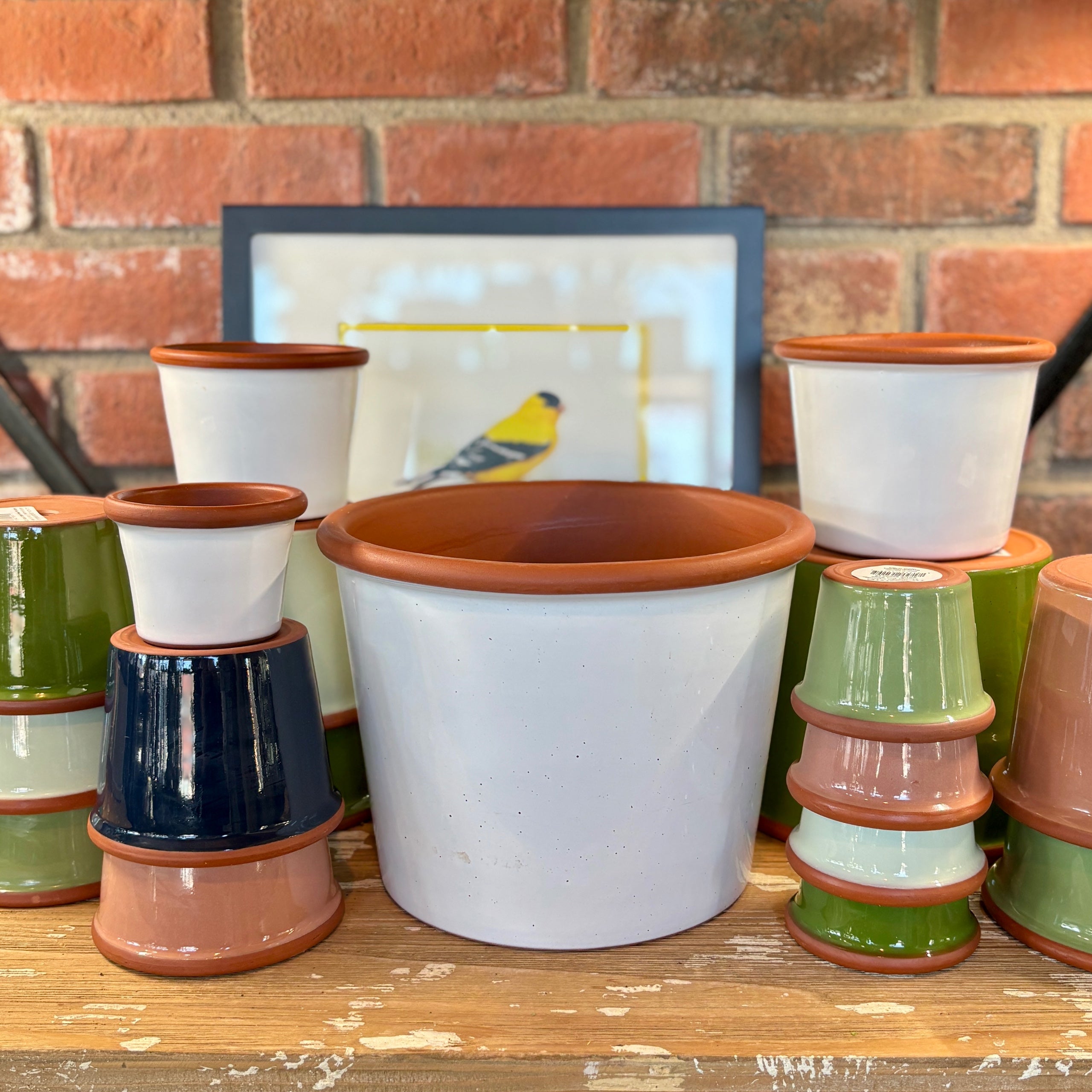 9.3" White Cylinder Glazed Terracotta Pot