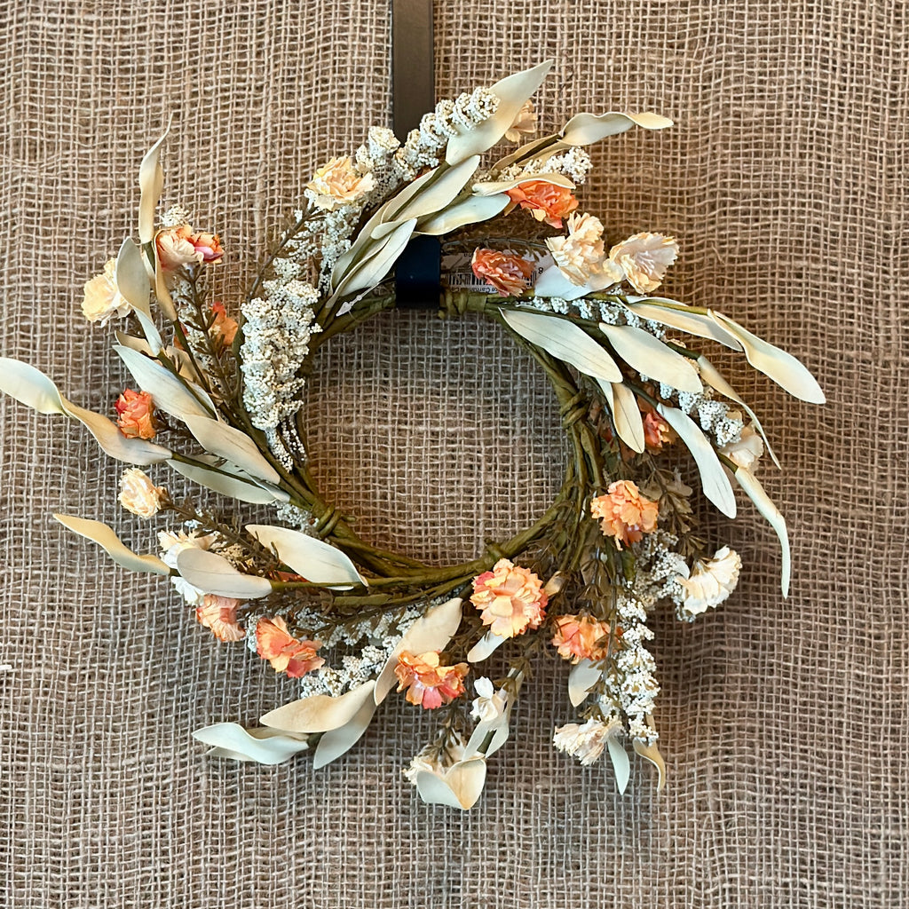 Natural & Orange Carnation Candle Ring/Wreath