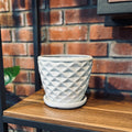 11.5" Geo Tapered White Gloss Pottery