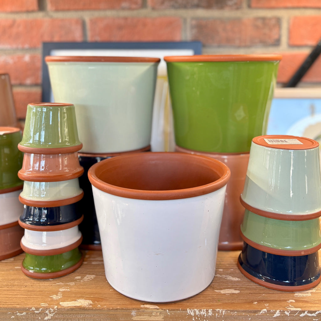 7.7" White Cylinder Glazed Terracotta Pot