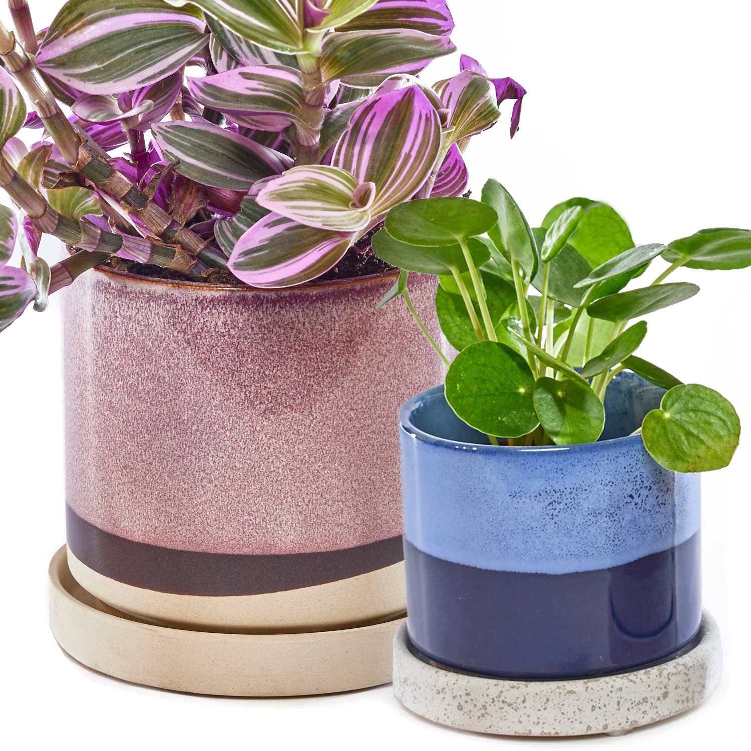 Minute Handmade Ceramic Planter Indoors Pot With Saucer: Bronze White, 3"