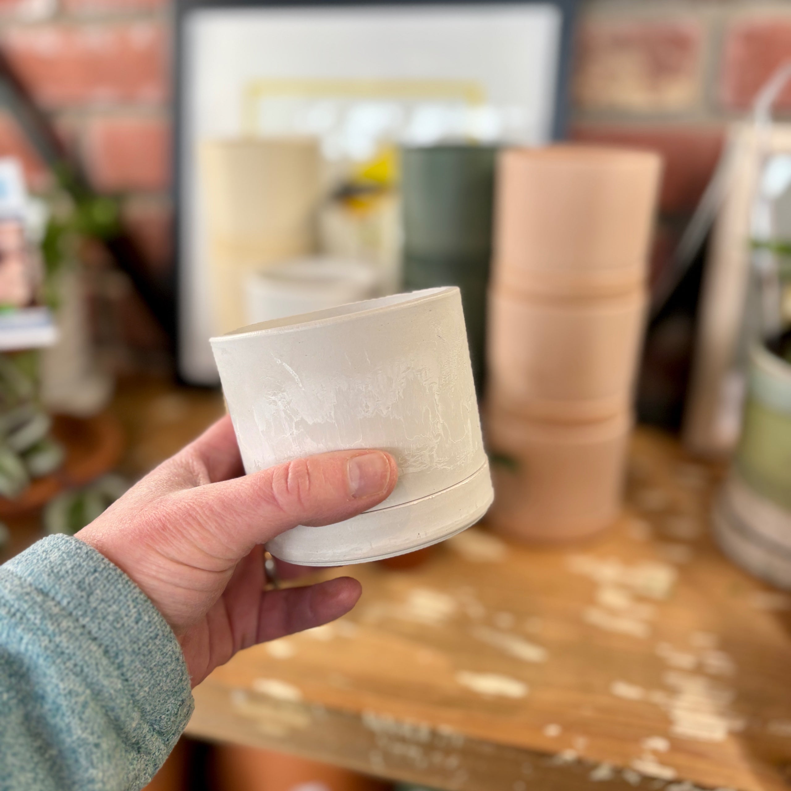 3.5" Earth Tone Mini Planters | White Stone
