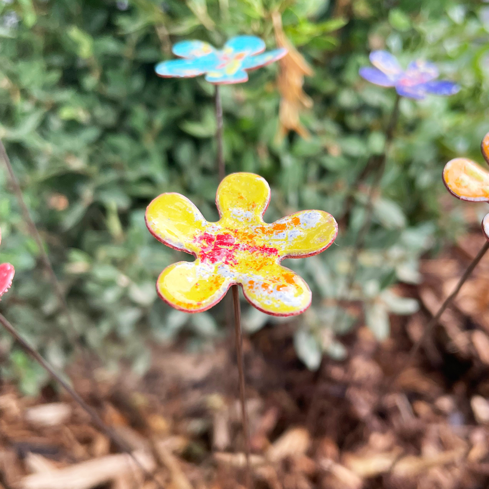 Small Enamel Copper Flowers