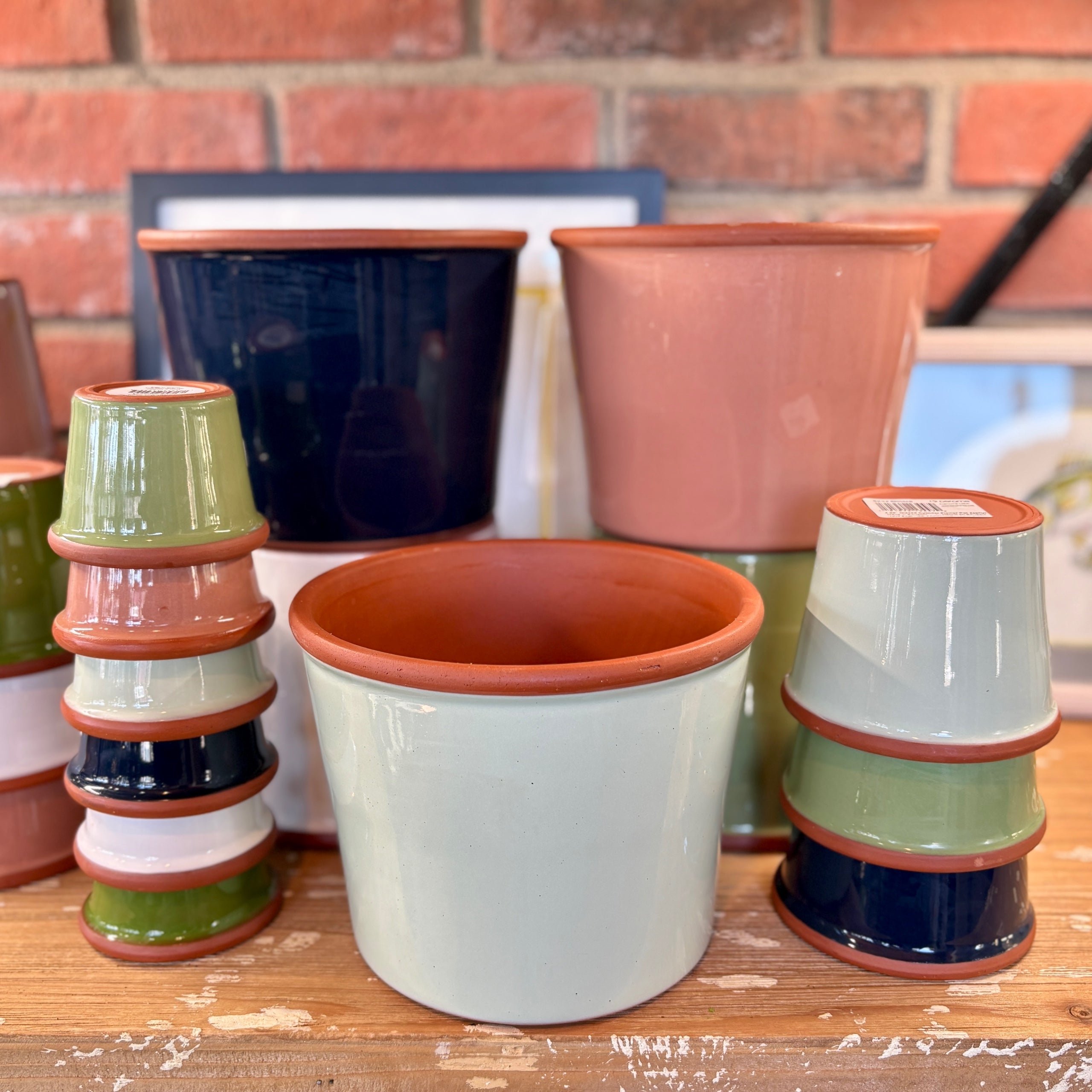 7.7" Zephyr Cylinder Glazed Terracotta Pot