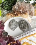 Alocasia Leaf Earrings: Silver, Short Ear Wires