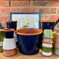 9.3" Navy Cylinder Glazed Terracotta Pot