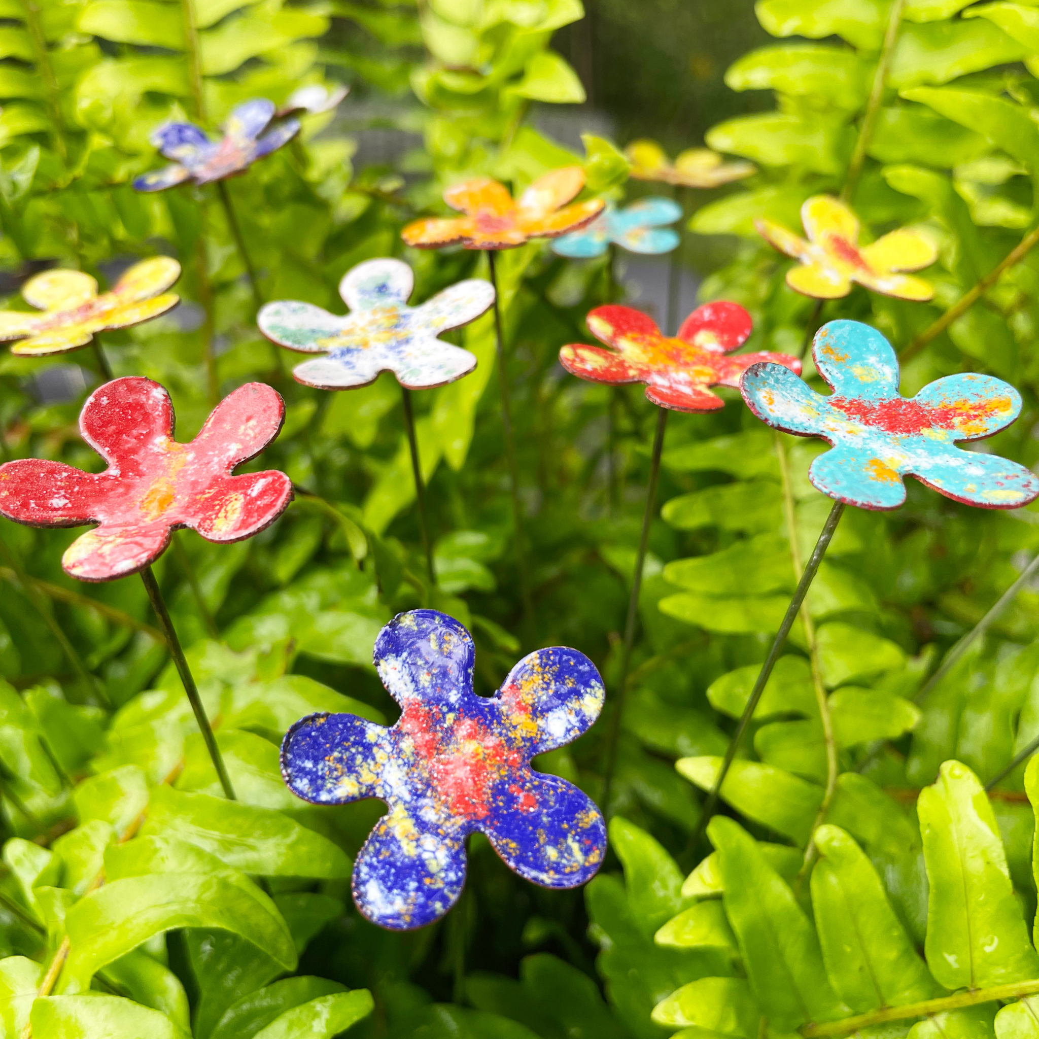 Small Enamel Copper Flowers