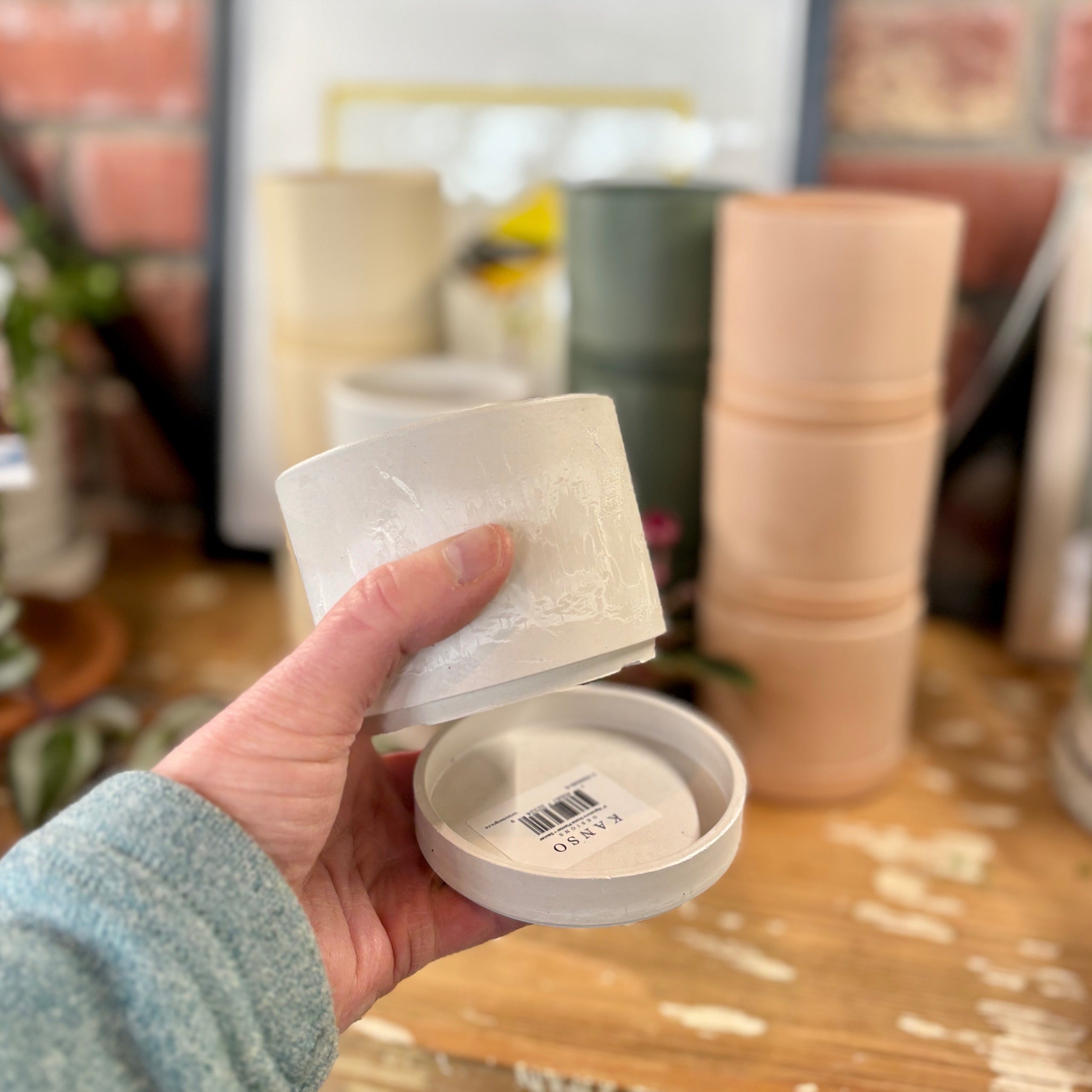 3.5" Earth Tone Mini Planters | White Stone