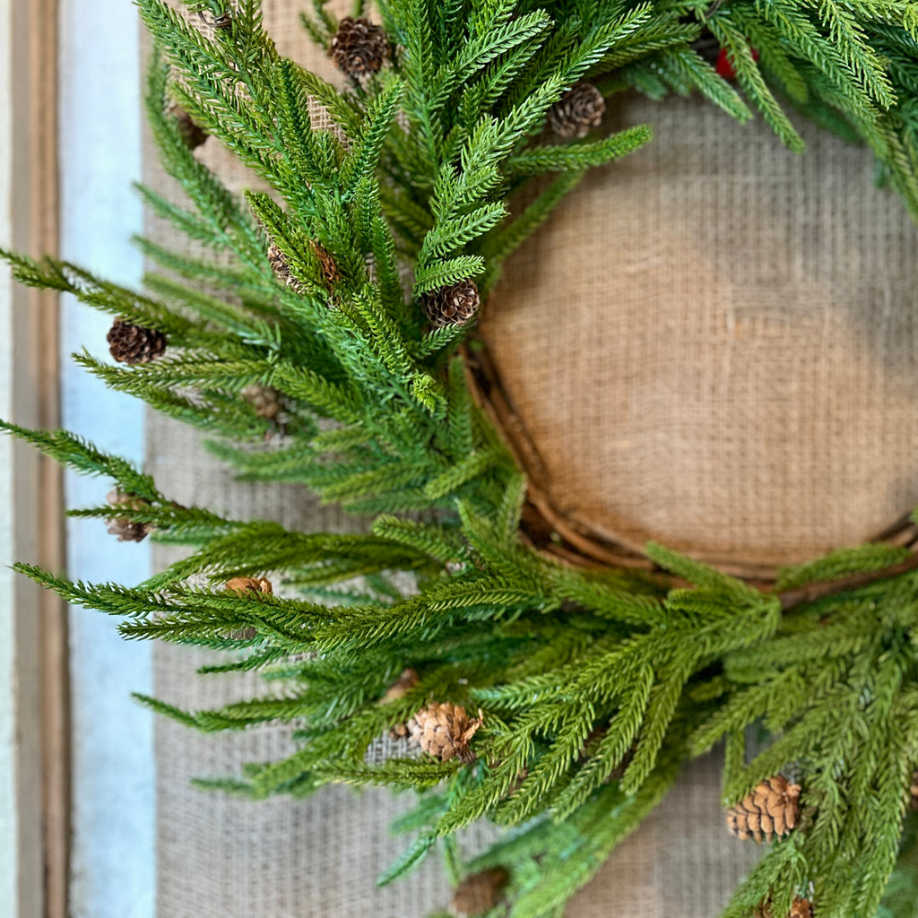 Fir And Cone Faux Wreath