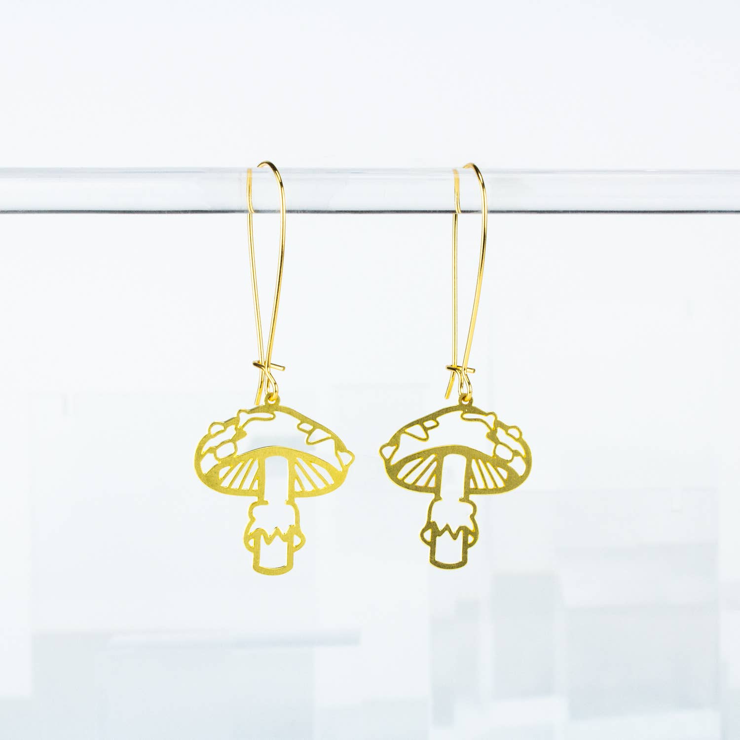 Mushroom Earrings: Gold, Short Ear Wires