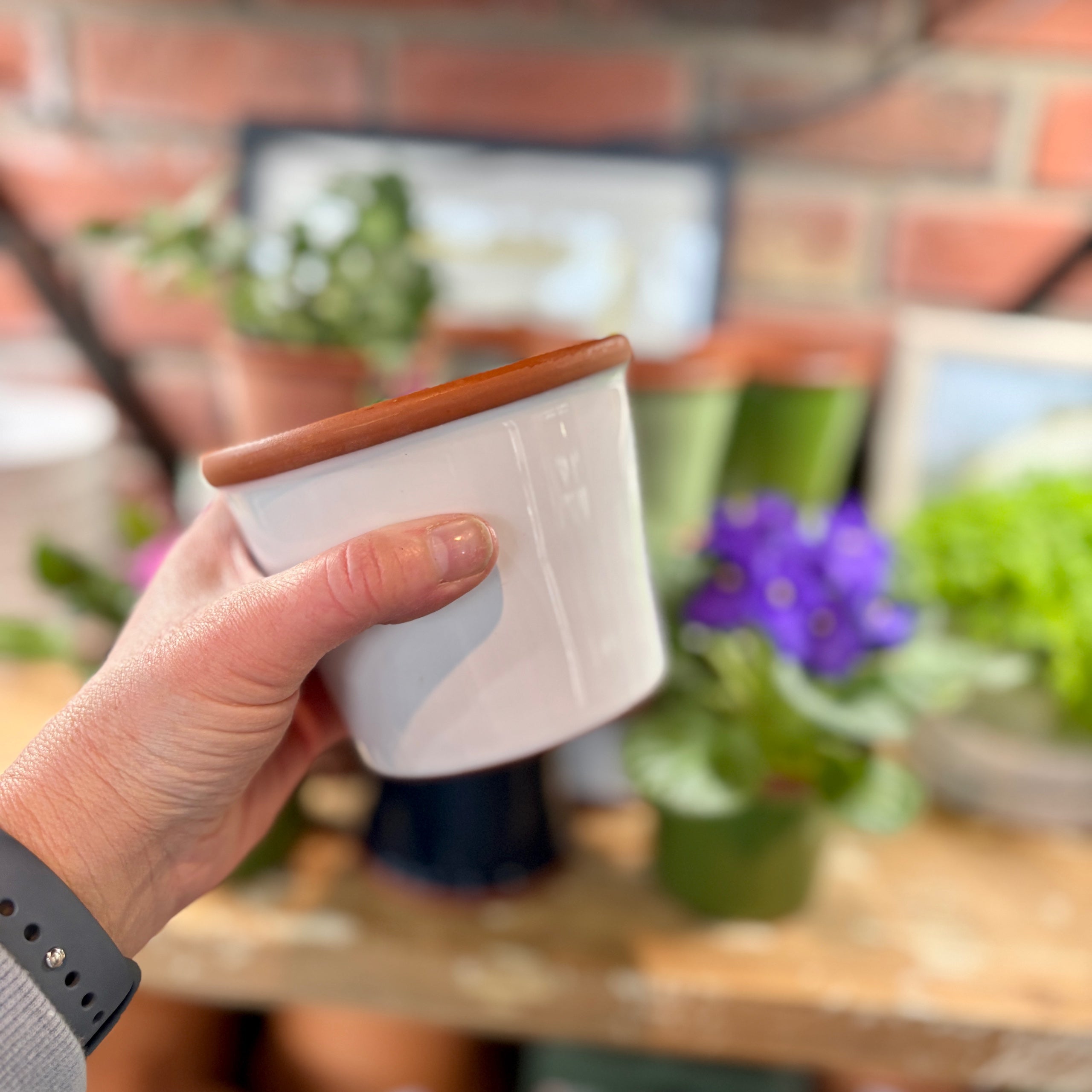4.3" White Cylinder Glazed Terracotta Pot