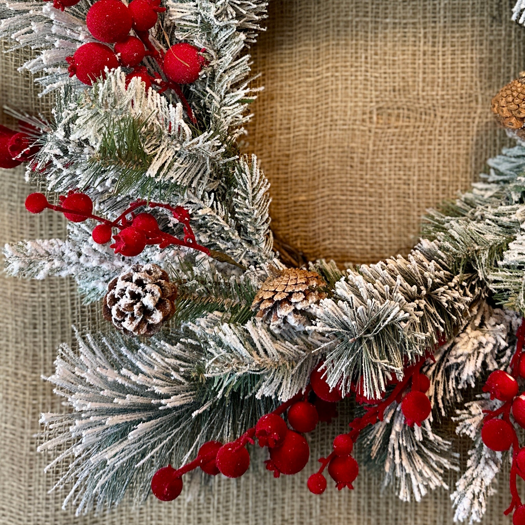 Frosted Pine & Red Berry Wreath