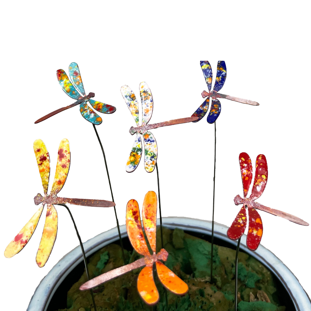 Small Enamel Copper Dragonflies