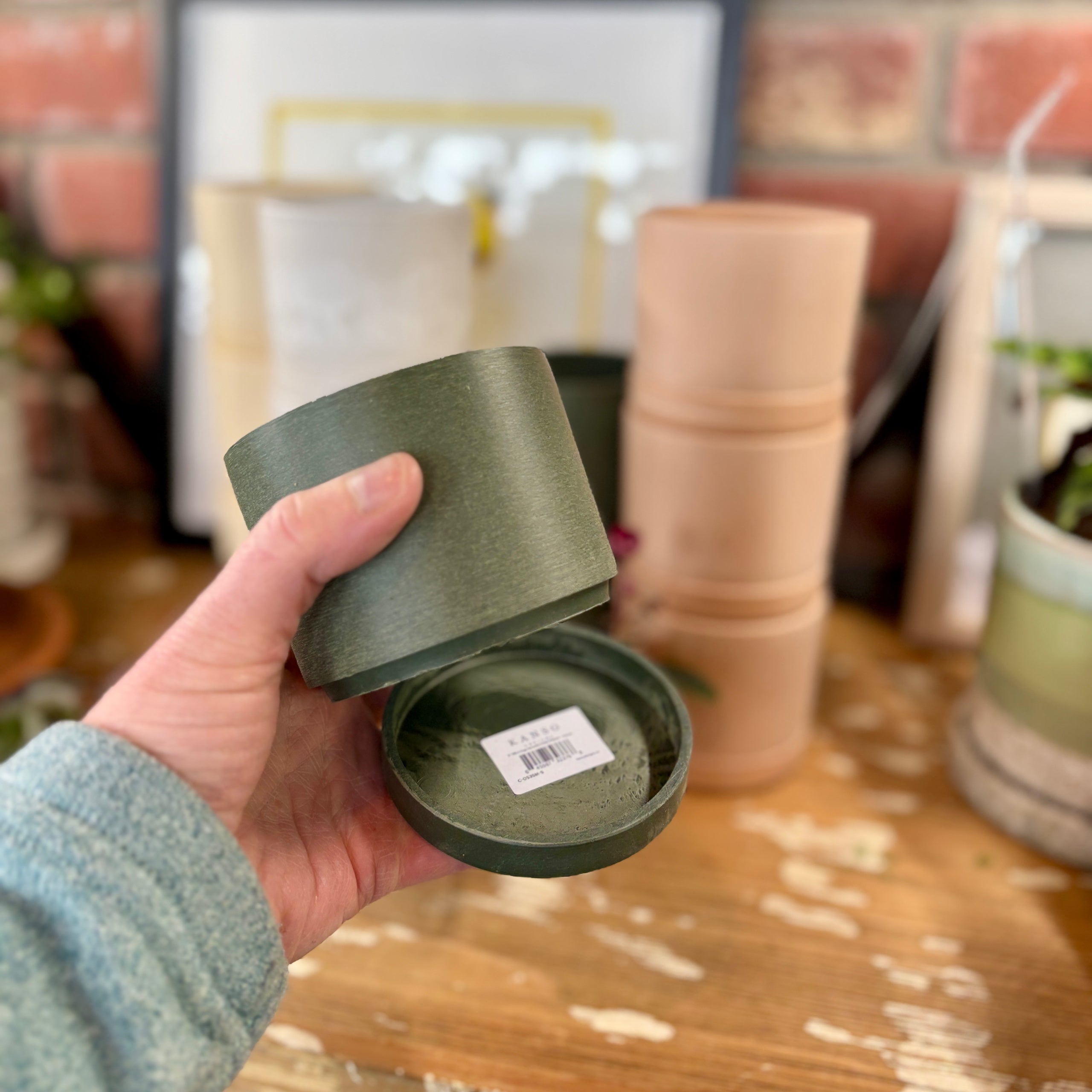 3.5" Earth Tone Mini Planters | Olive Sage