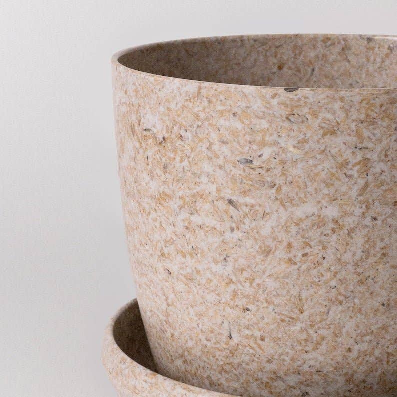 7" Upcycled Plant Pot: Bamboo Fibre White