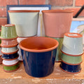 7.7" Navy Cylinder Glazed Terracotta Pot