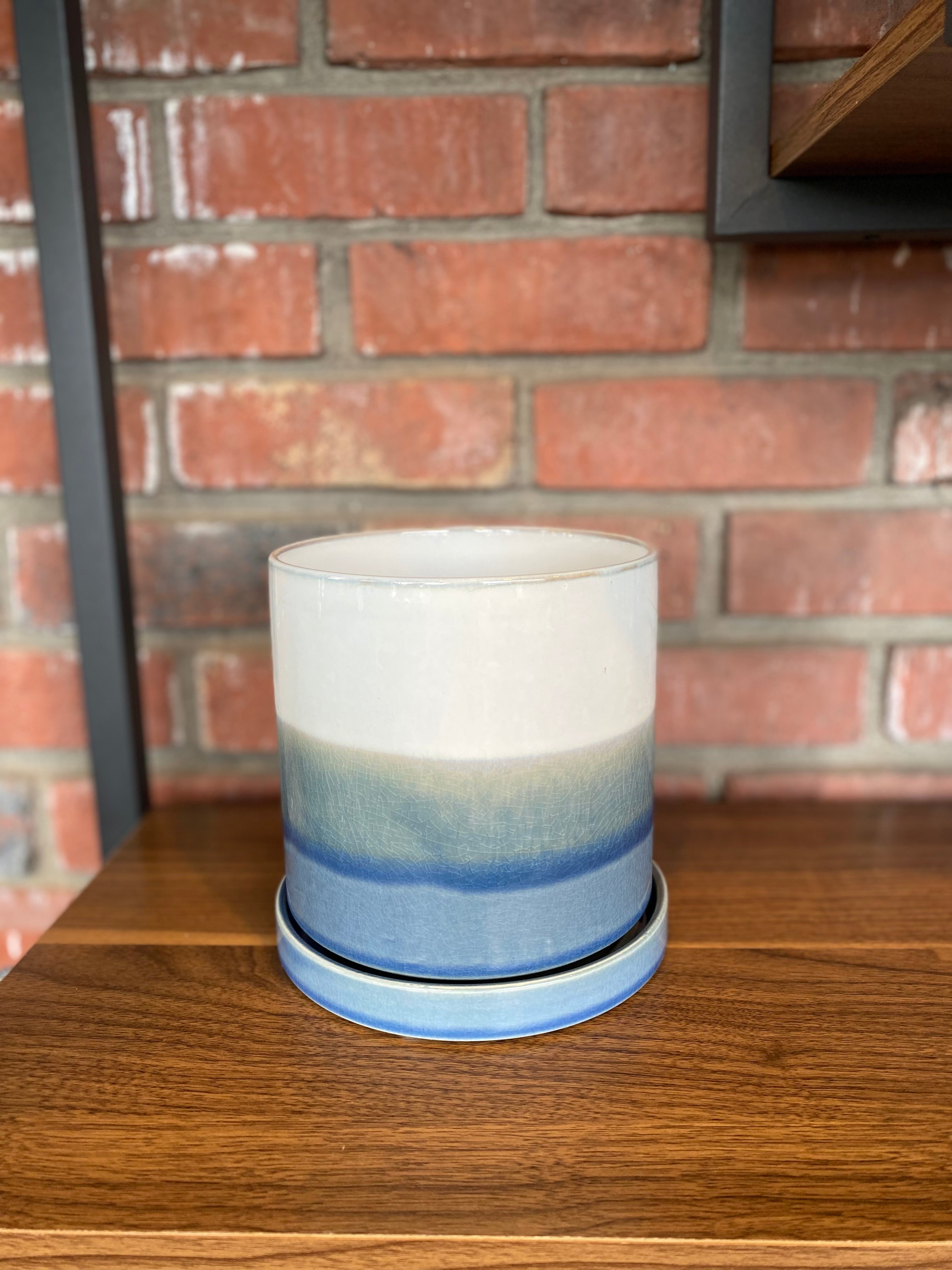 Chive Blue Layers 5" Pot & Saucer