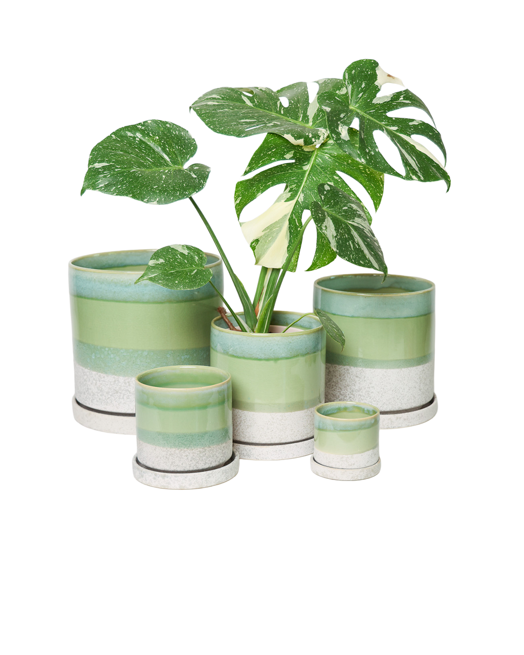Minute Handmade Ceramic Planter Indoors Pot With Saucer: Bronze White, 5"