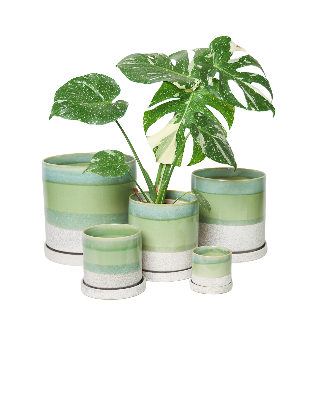 Minute Handmade Ceramic Planter Indoors Pot With Saucer: Bronze White, 5"