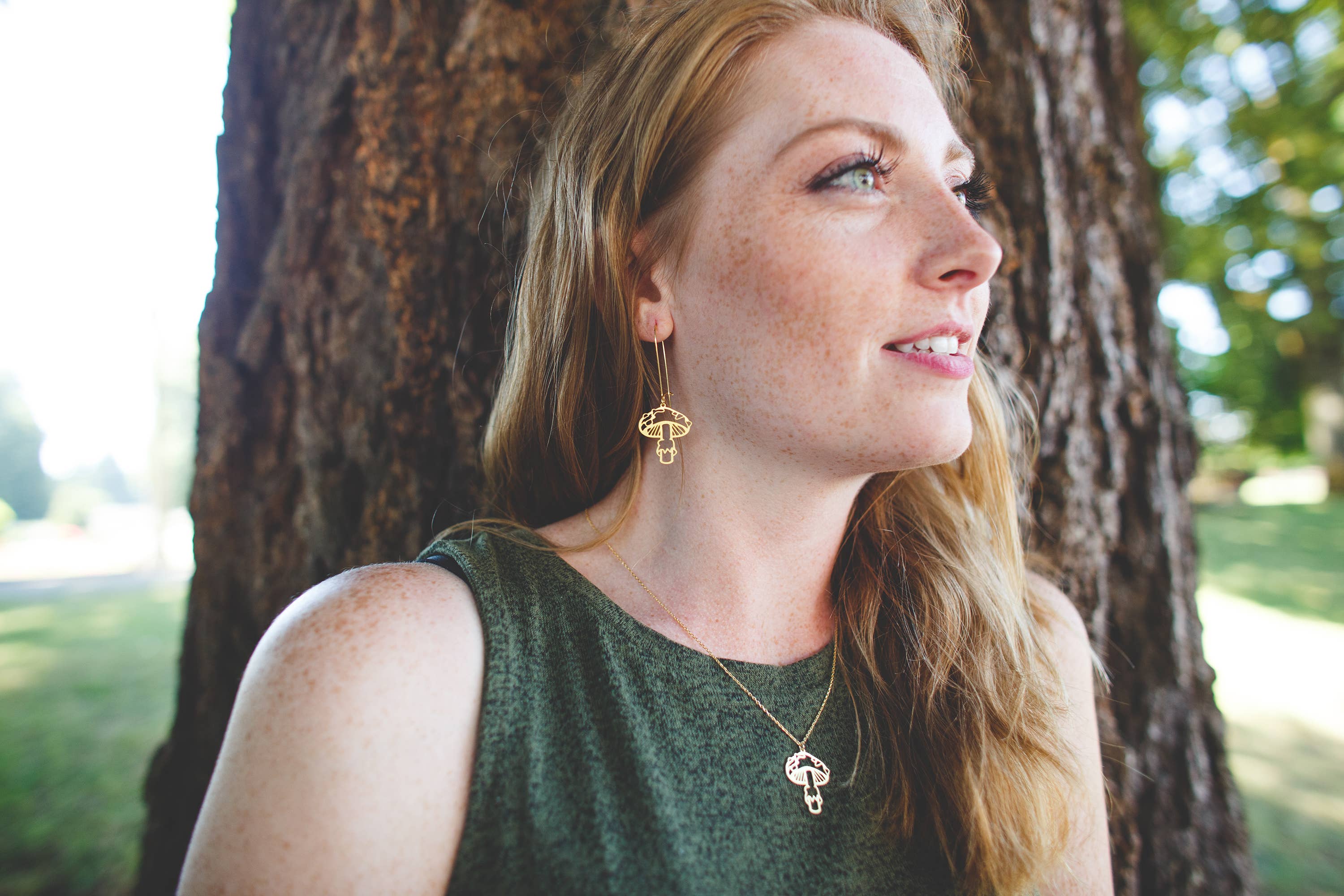 Mushroom Earrings: Gold, Short Ear Wires