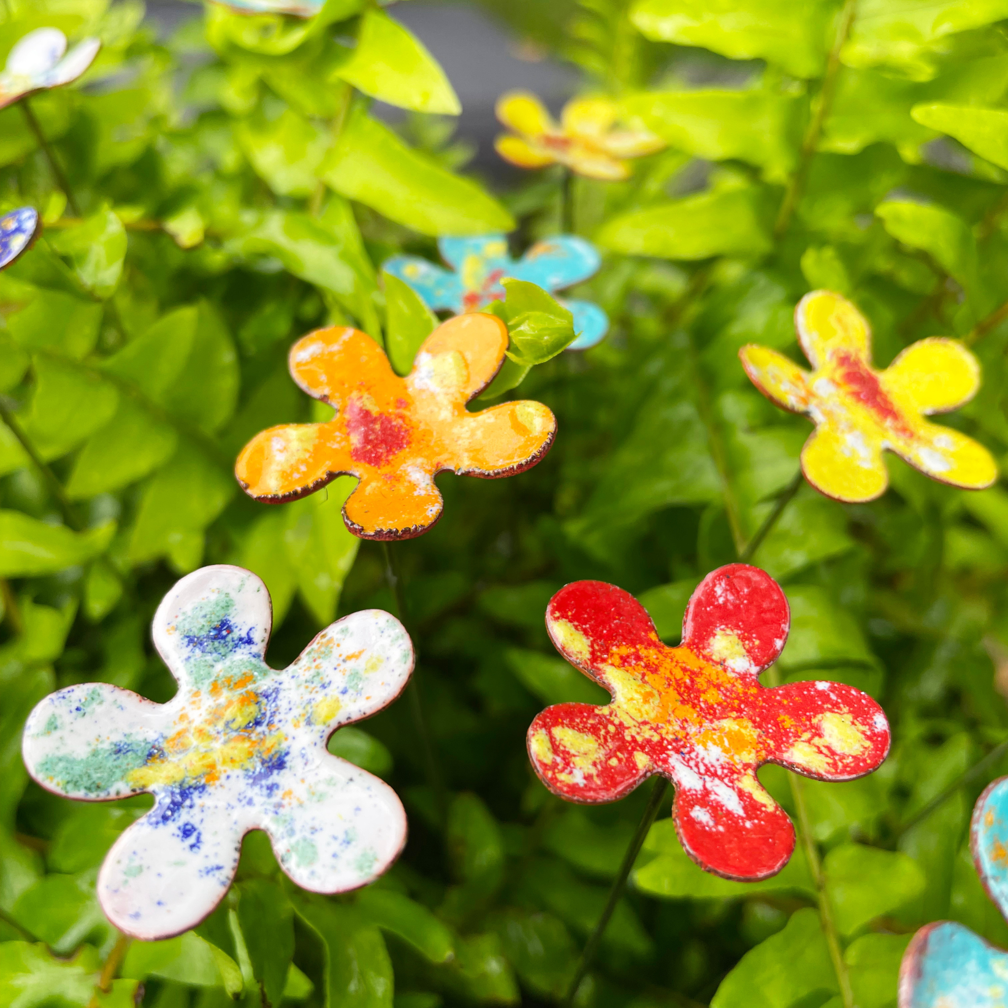 Small Enamel Copper Flowers