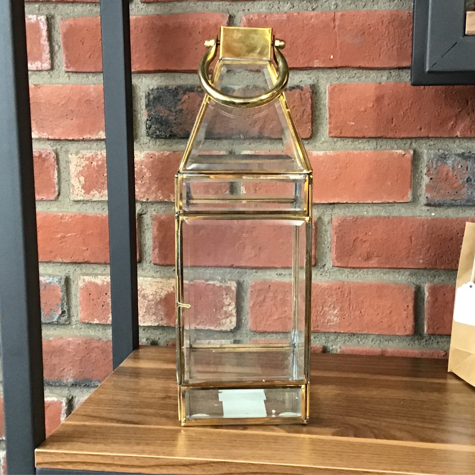 Glass Lantern, Light Bronze 4.5"X 13"