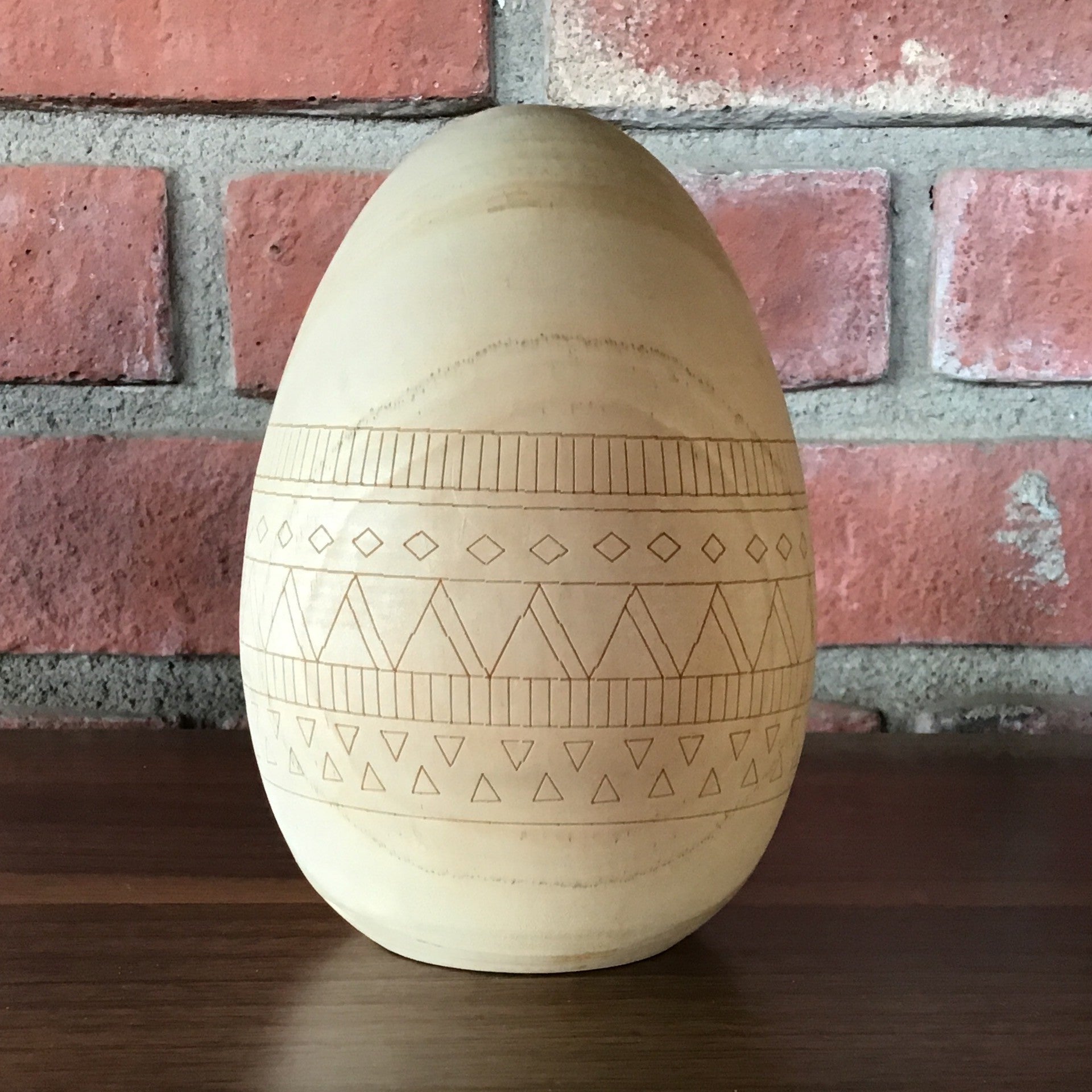 Wooden Carved Egg, Large - Large