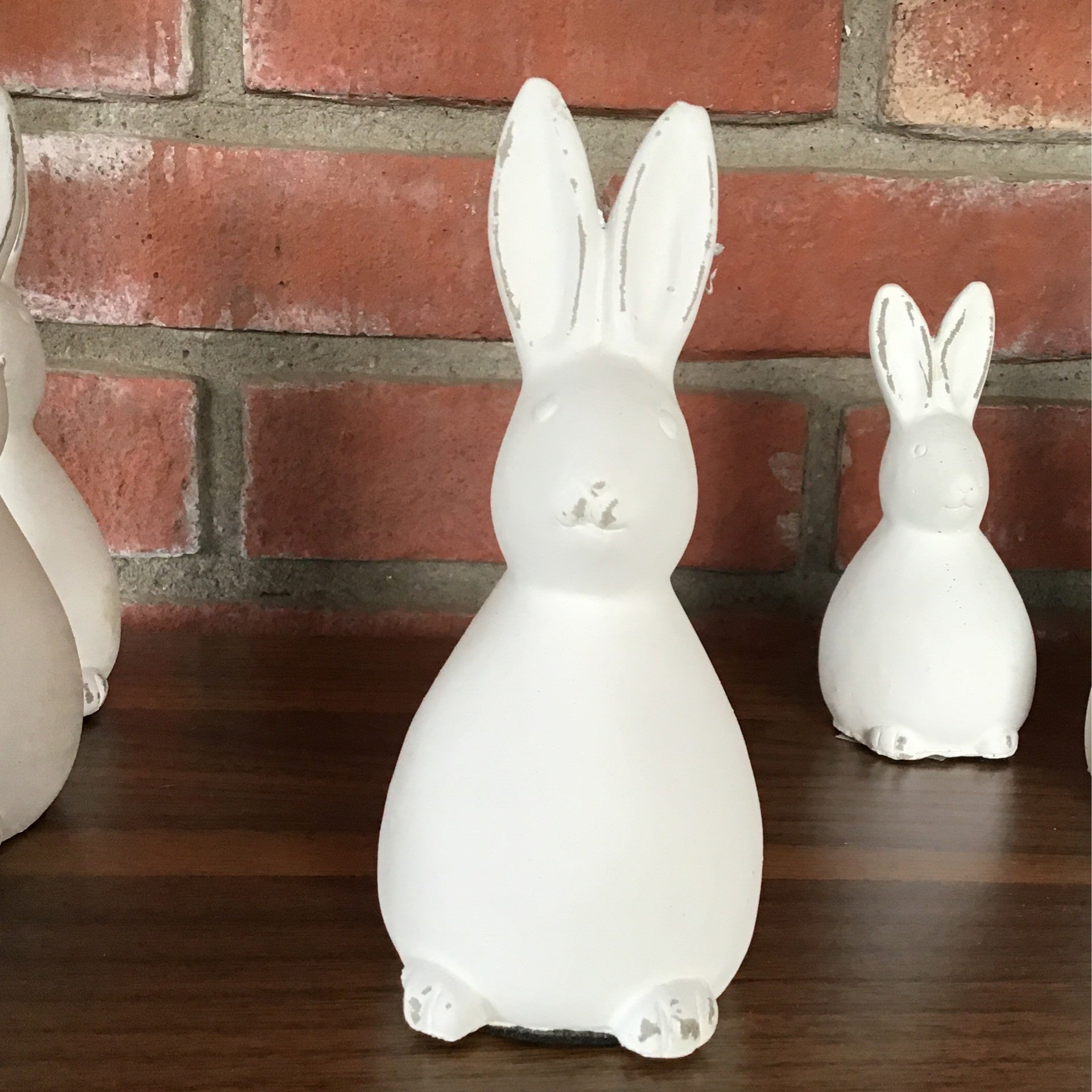 Bunny Statue, Large White Cement