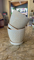 Antique White Flower Pottery