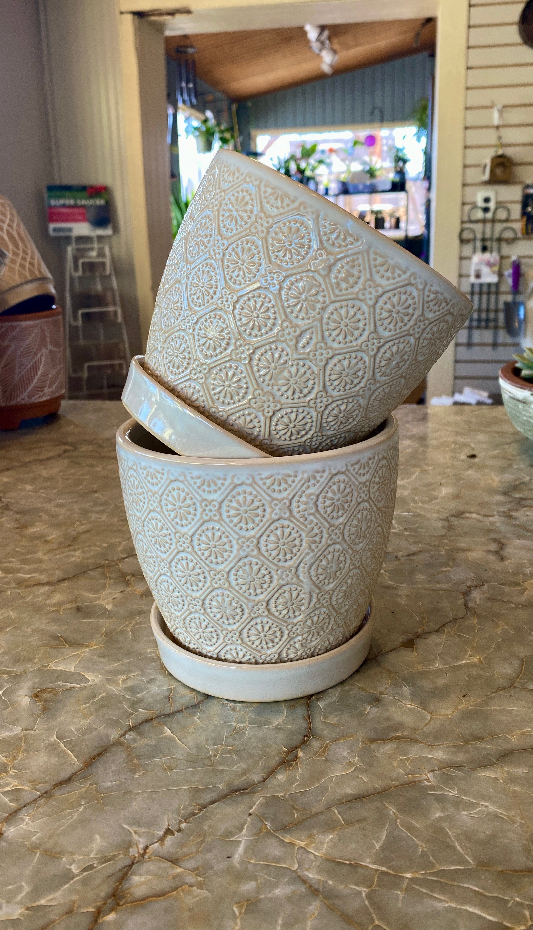Antique White Flower Pottery