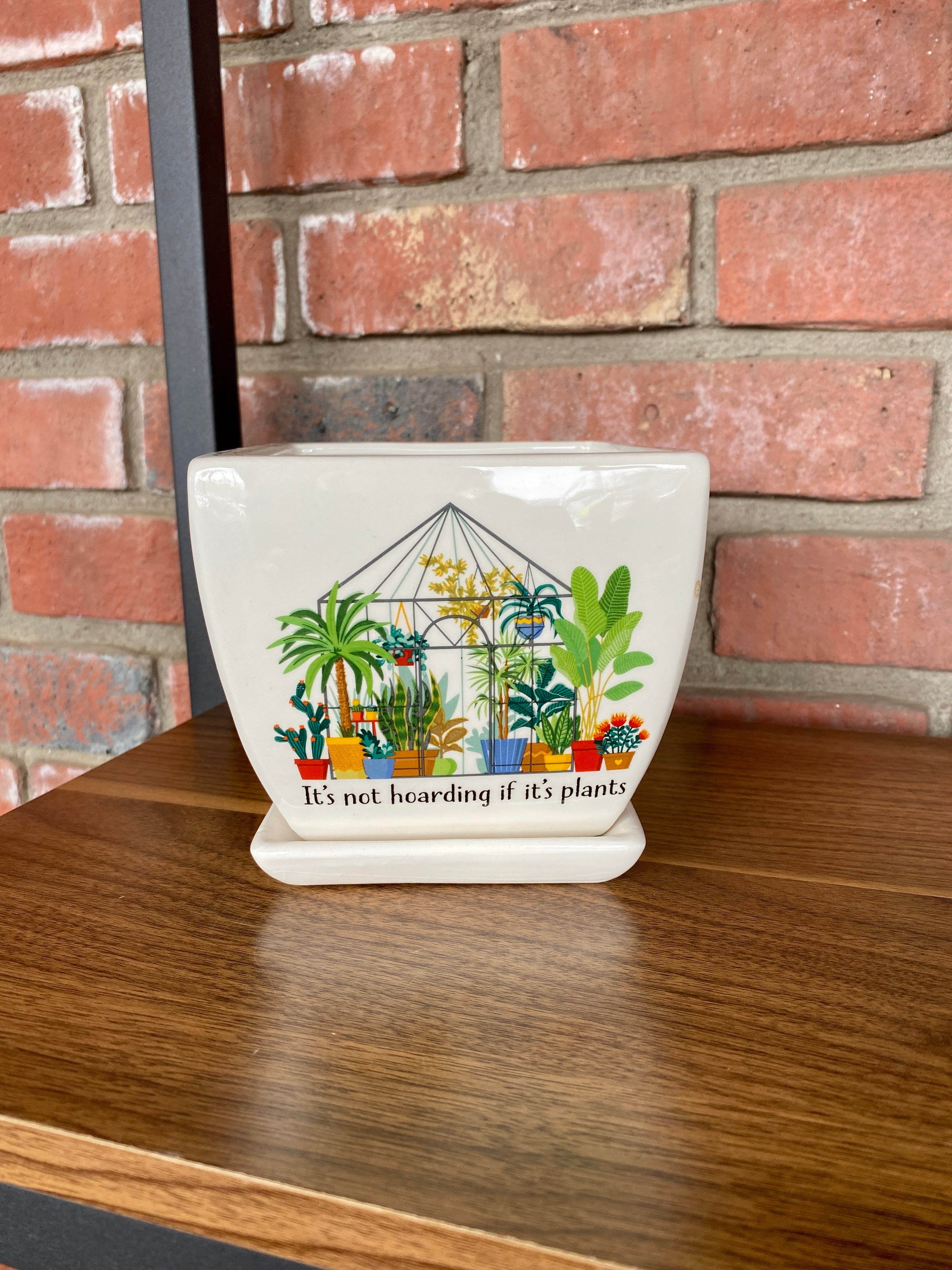 4.5" Ceramic Plant Hoarder Square Pot