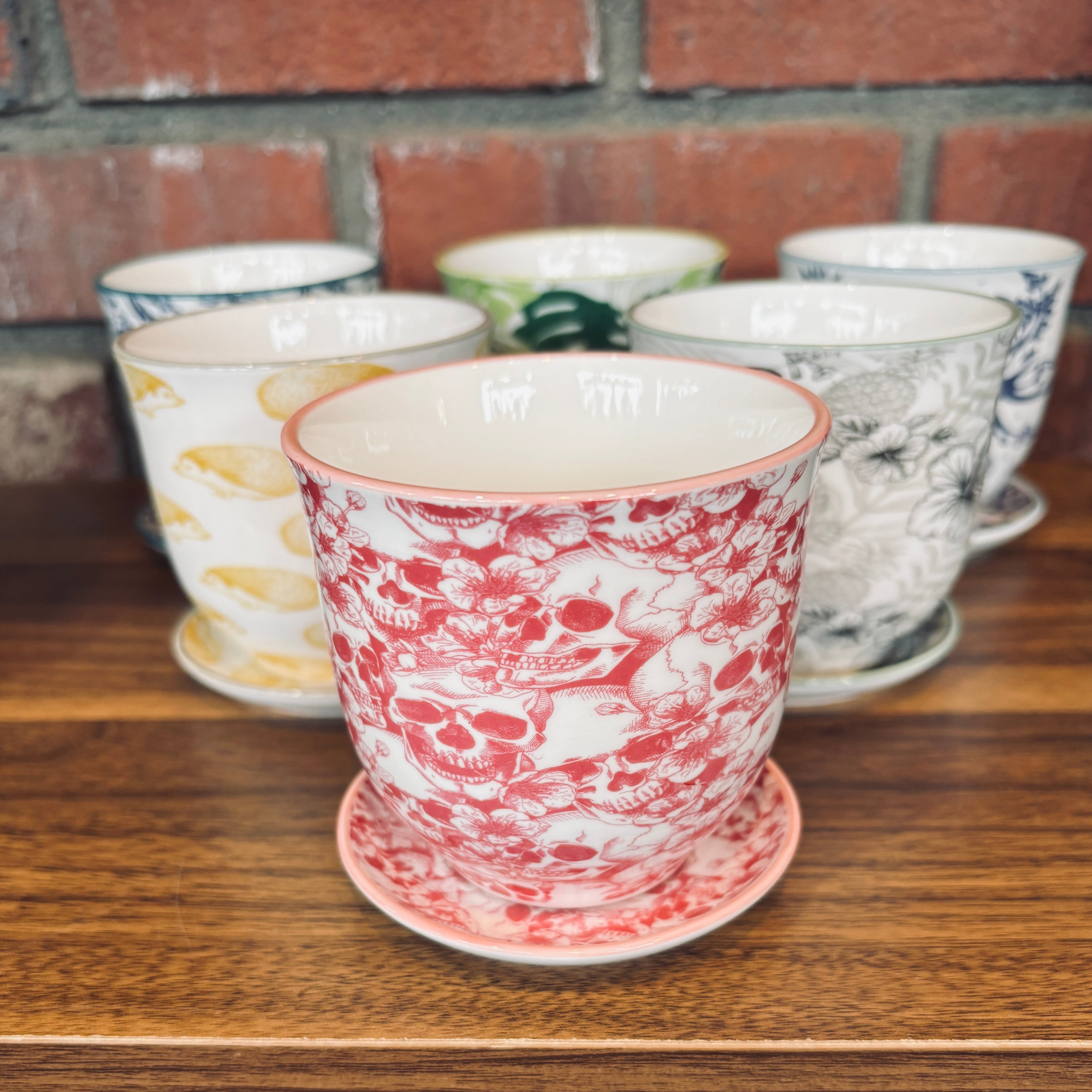 3.25" Liberte Skull Pot & Saucer
